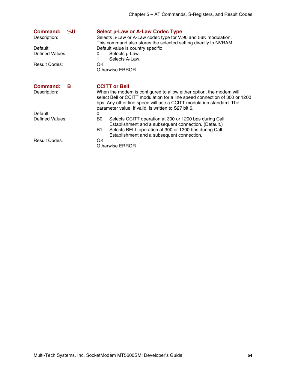 Multi-Tech Systems MT5600SMI-34 User Manual | Page 54 / 134