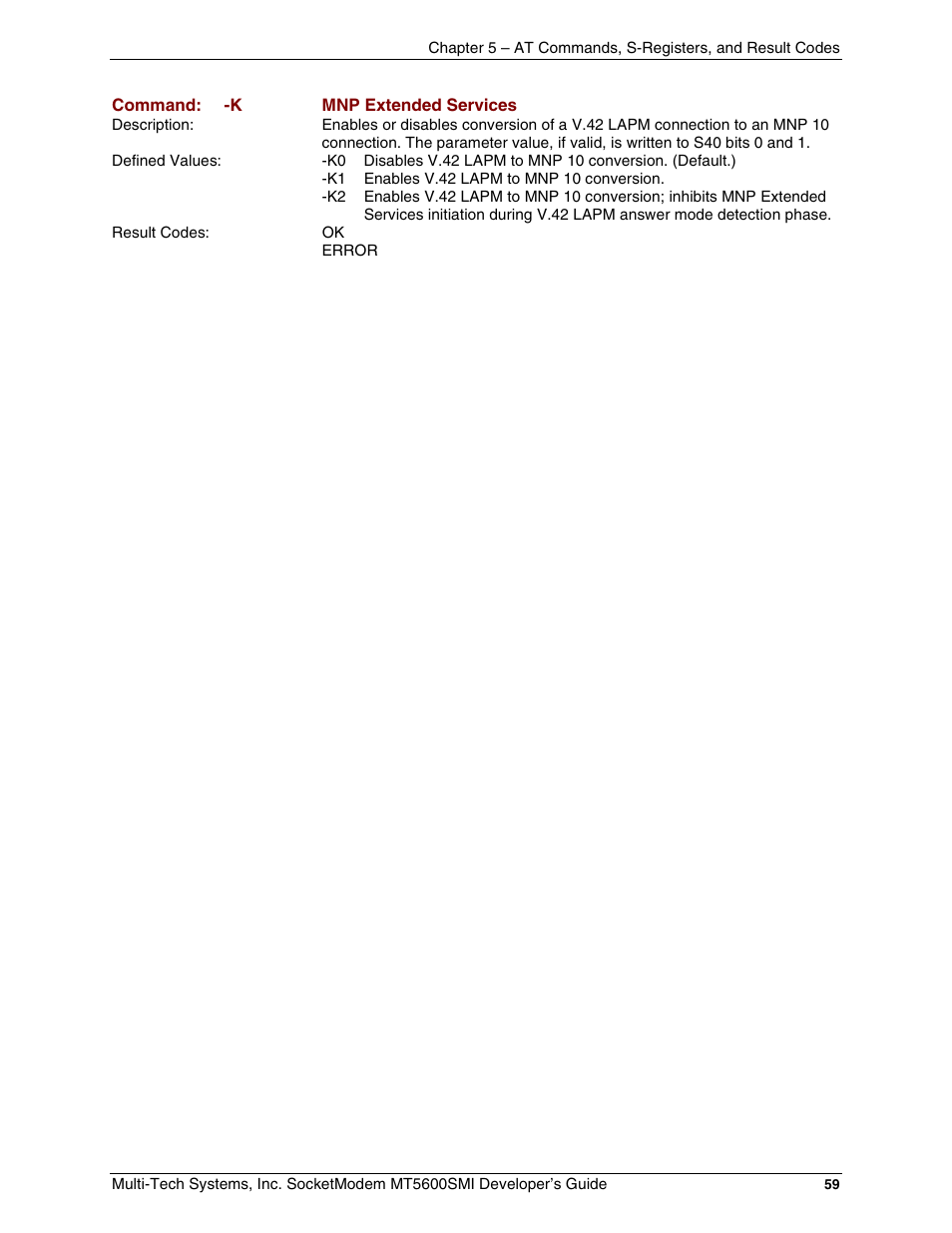 Multi-Tech Systems MT5600SMI-34 User Manual | Page 59 / 134