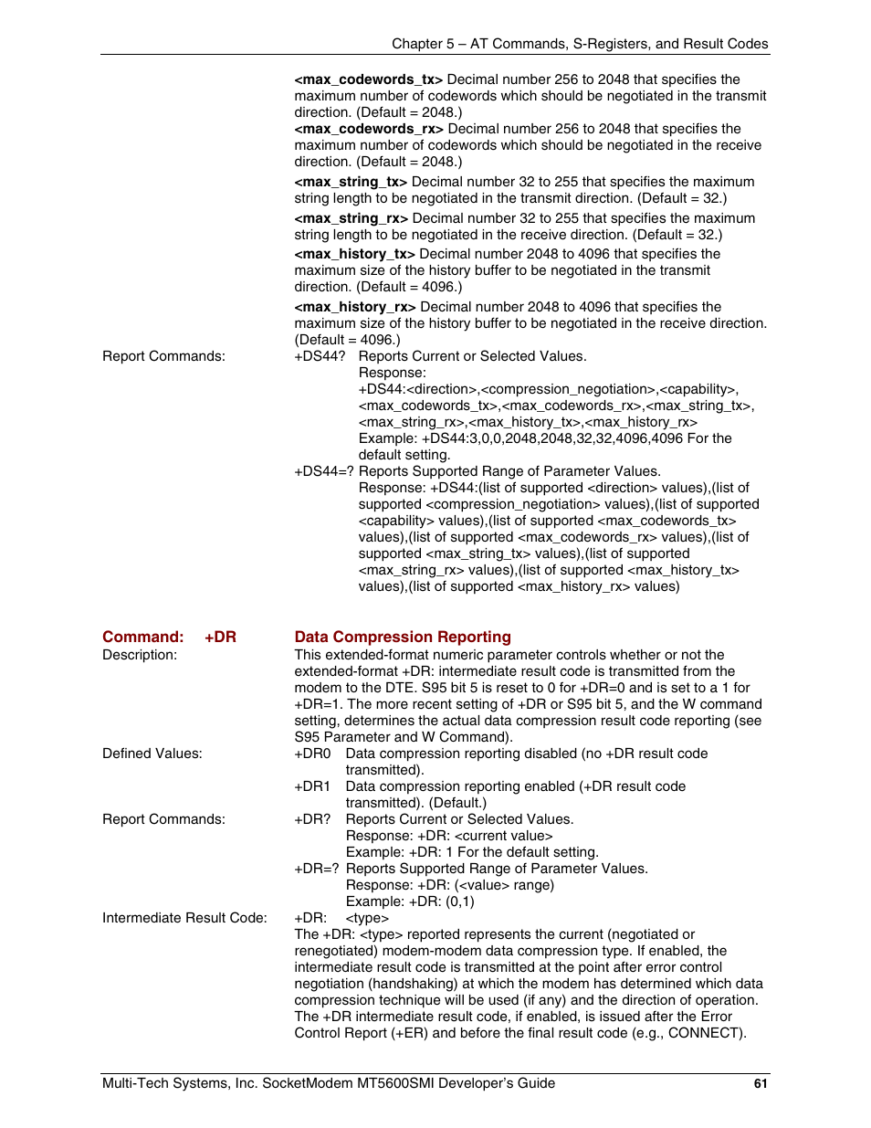 Multi-Tech Systems MT5600SMI-34 User Manual | Page 61 / 134