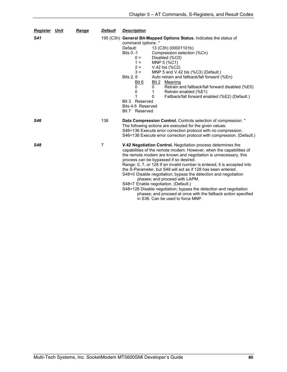 Multi-Tech Systems MT5600SMI-34 User Manual | Page 80 / 134