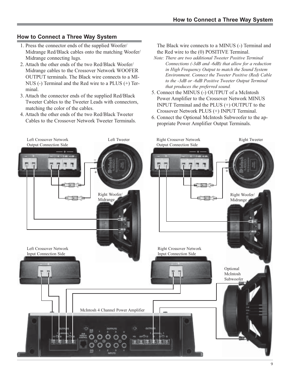 How to connect a three way system | McIntosh MSS630 User Manual | Page 9 / 12