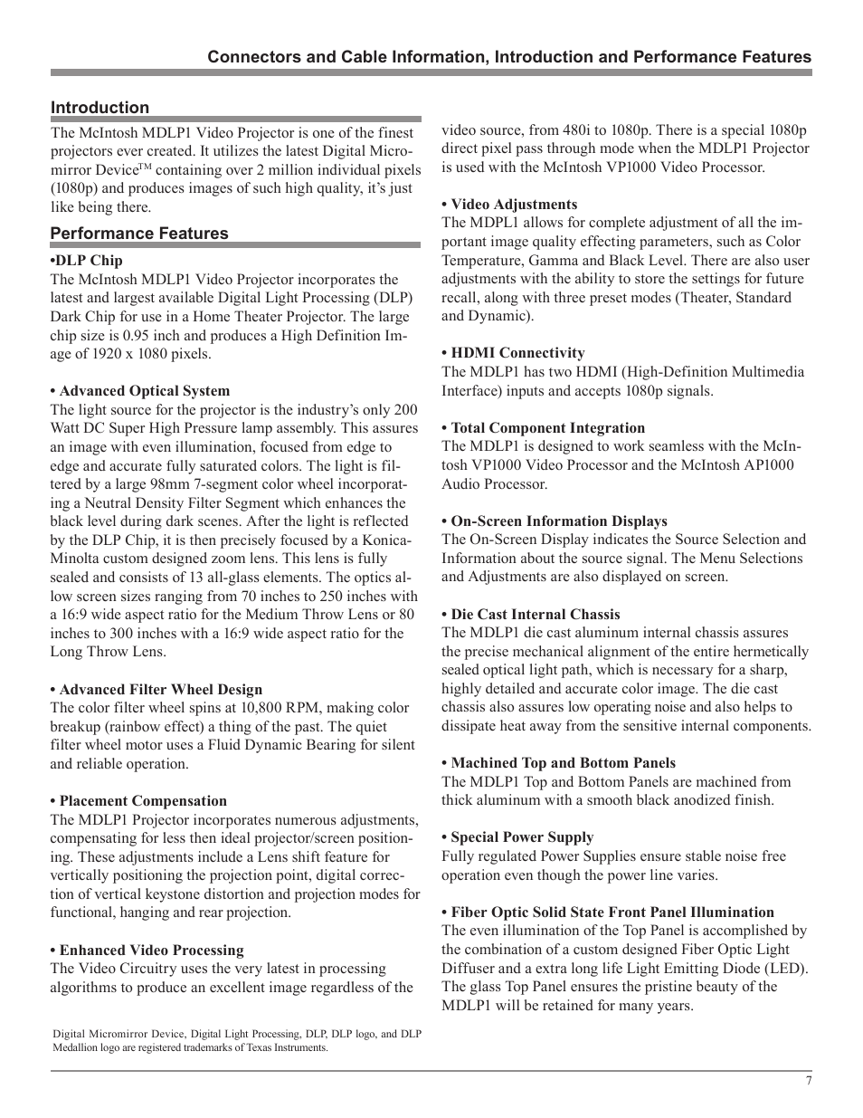 McIntosh MDLP1 User Manual | Page 7 / 32