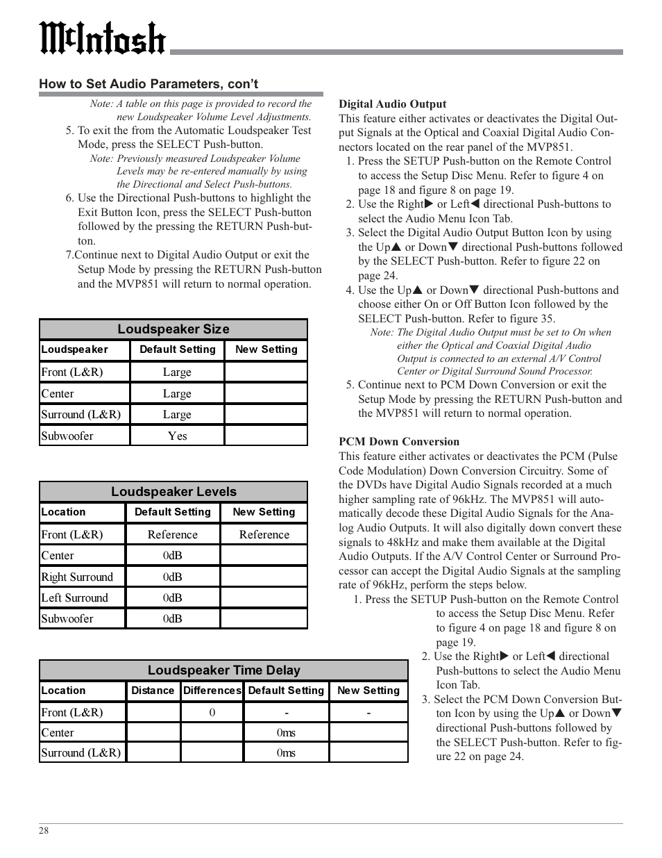 McIntosh MVP851 User Manual | Page 28 / 48