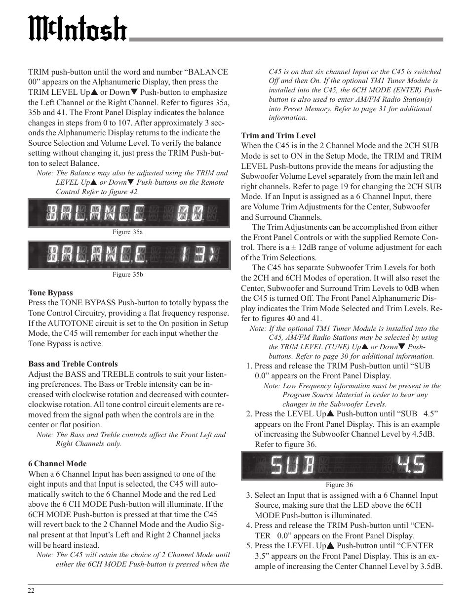 McIntosh Audio Control Center C45 User Manual | Page 22 / 36