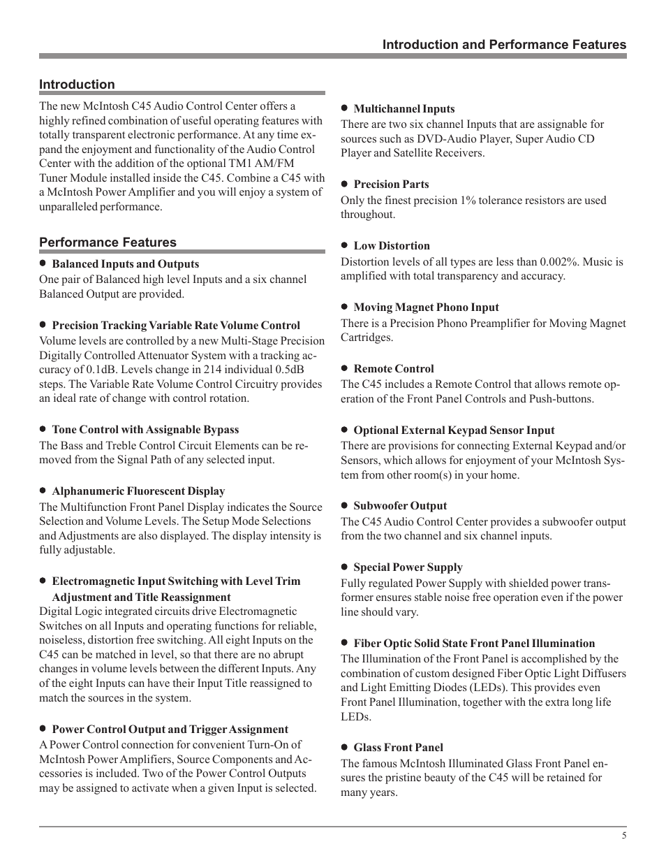 McIntosh Audio Control Center C45 User Manual | Page 5 / 36