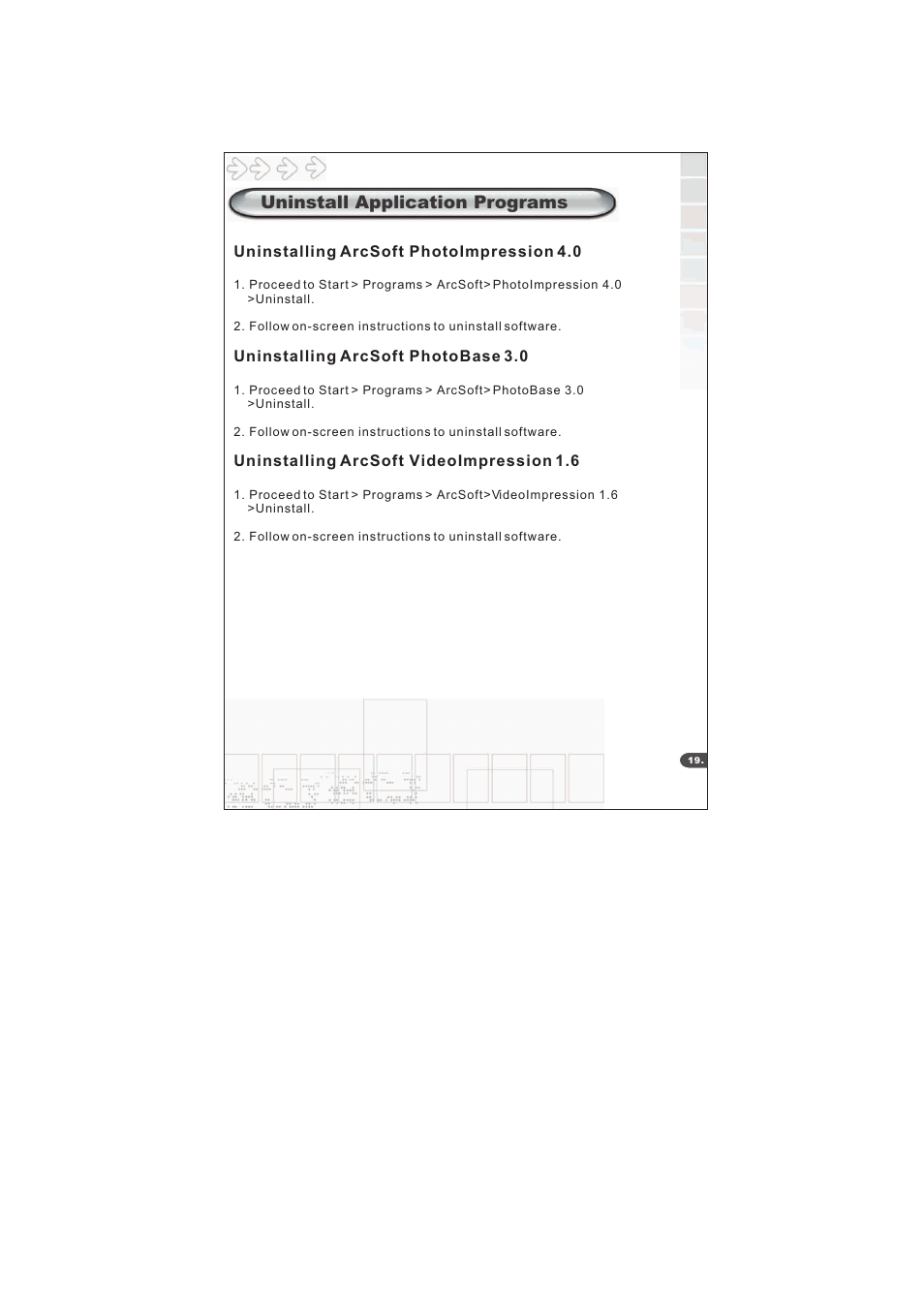 Uninstall application programs | Mustek S40 User Manual | Page 21 / 22