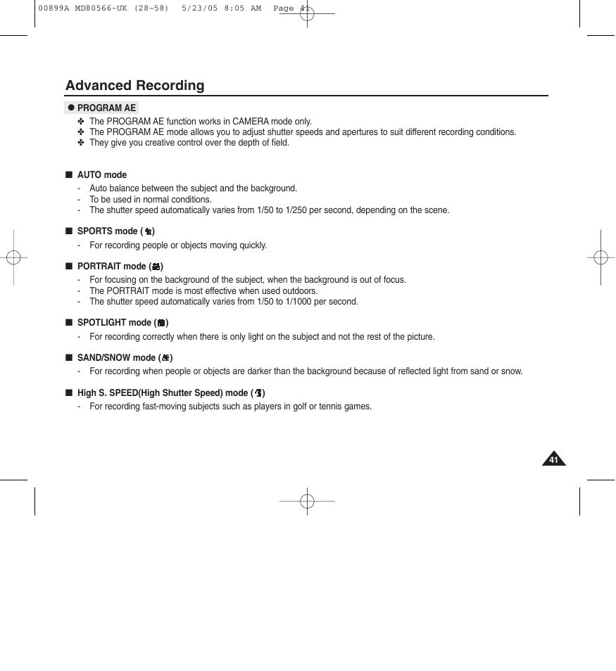 Advanced recording | Medion MD80566 User Manual | Page 41 / 87