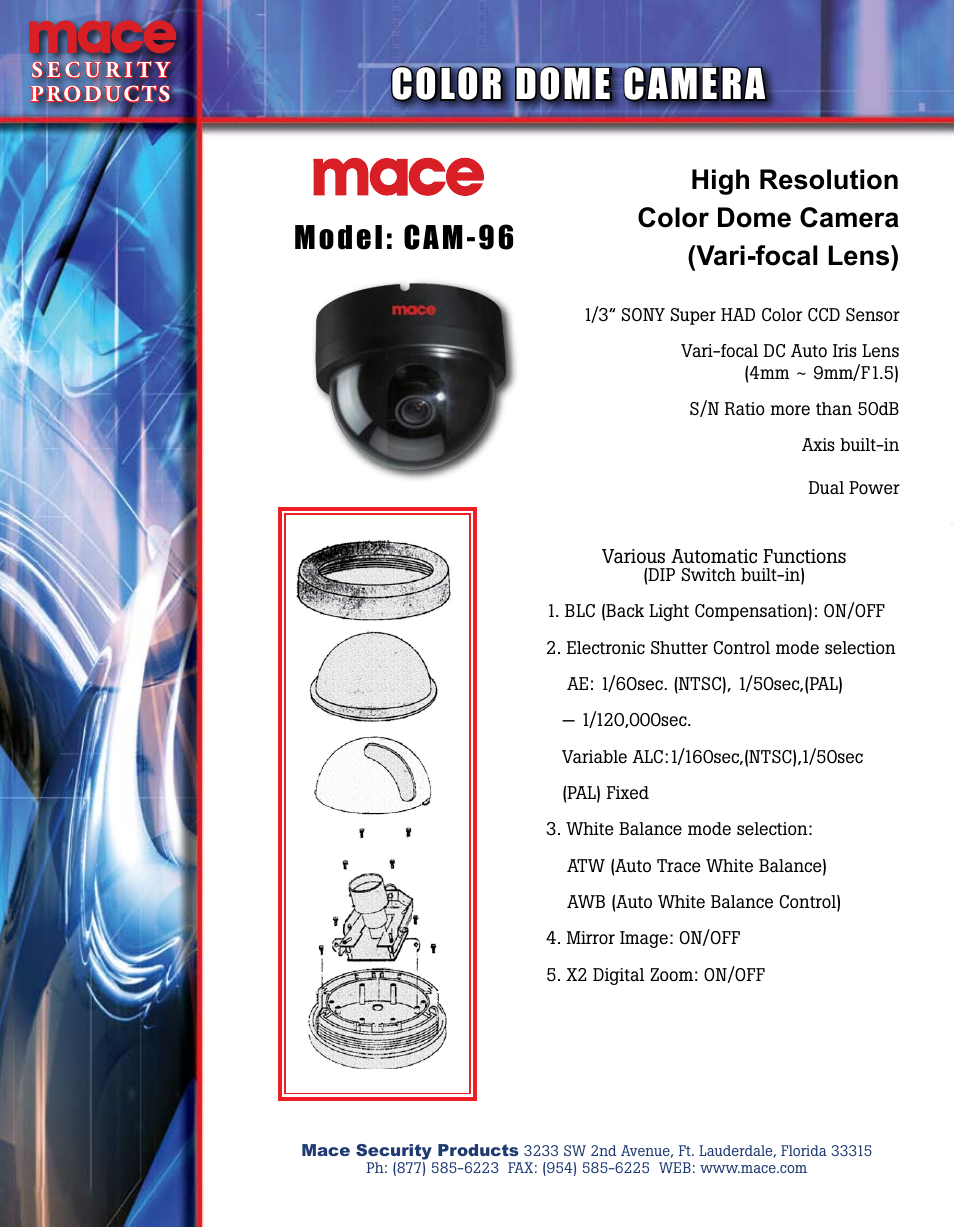 Mace CAM-96 User Manual | 1 page