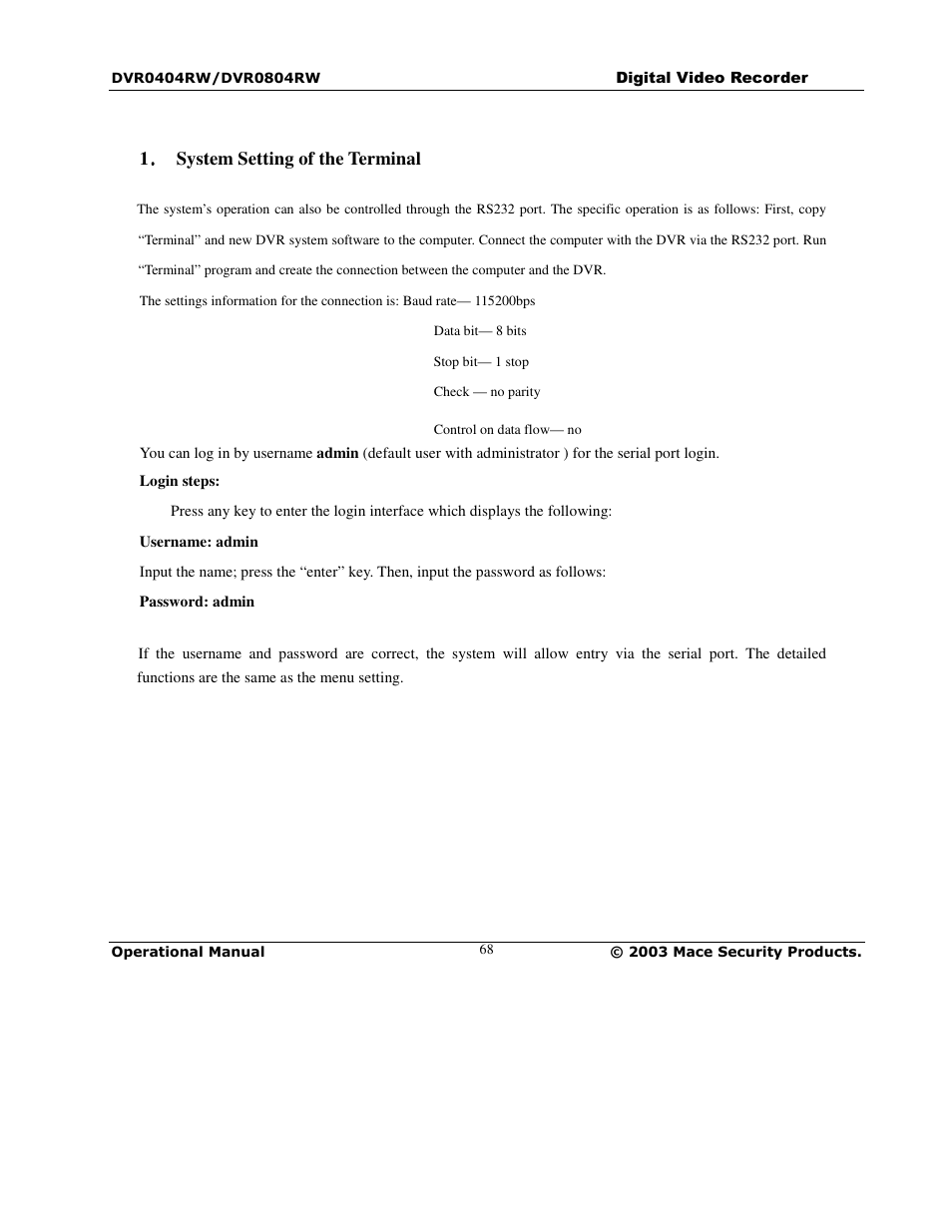 Mace DVR0804RW User Manual | Page 68 / 75