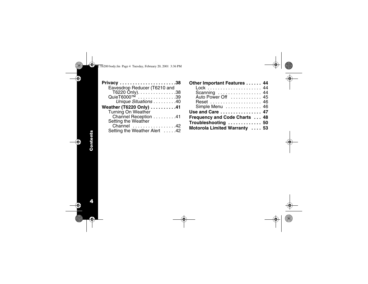 Motorola T6210 User Manual | Page 6 / 70