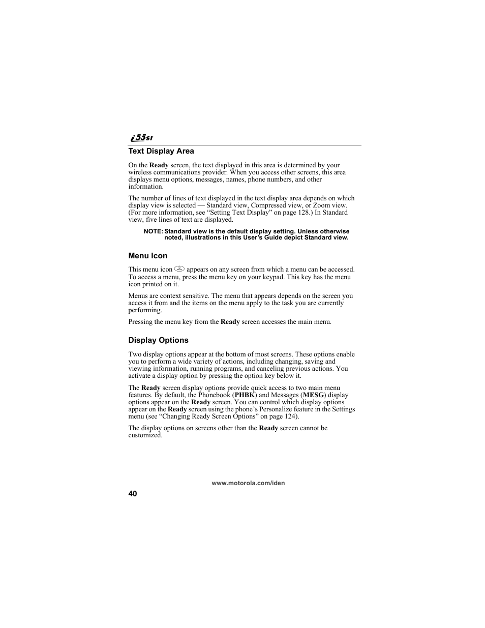 Motorola i55sr Phone User Manual | Page 40 / 176