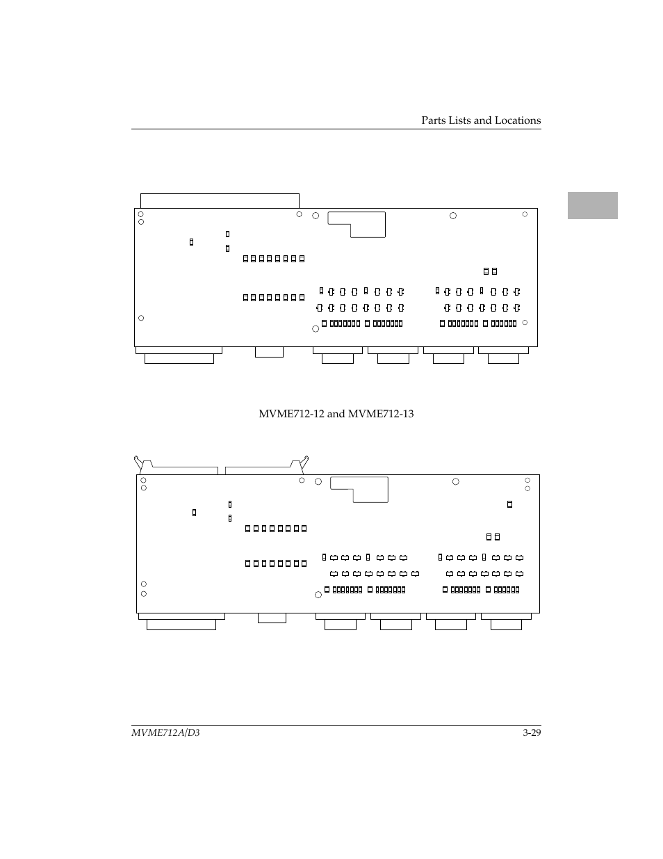 Figure 3-4. mvme712am parts location drawing (prim, Primary side, Figure 3-4 | Parts lists and locations, Secondary side | Motorola MVME712B User Manual | Page 62 / 74