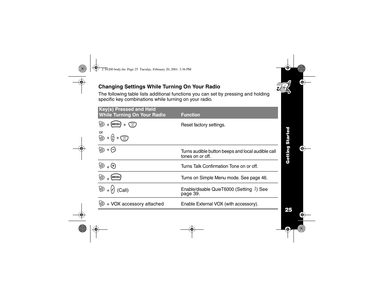 Changing settings | Motorola T6200 User Manual | Page 27 / 70
