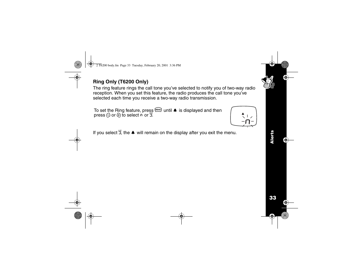 Ring only (t6200 only) | Motorola T6200 User Manual | Page 35 / 70