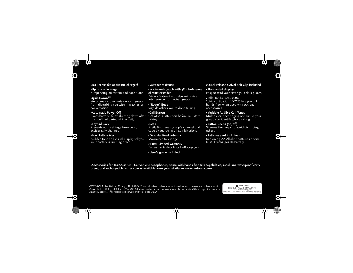 Motorola T6200 User Manual | Page 68 / 70