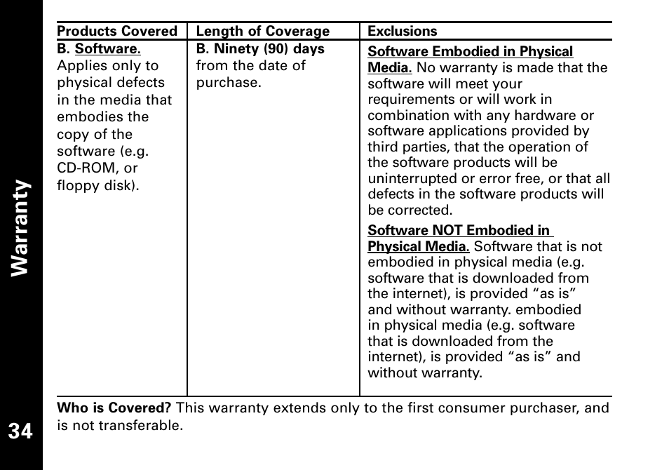 Wa rr a n ty 34 | Motorola T6500 User Manual | Page 35 / 38