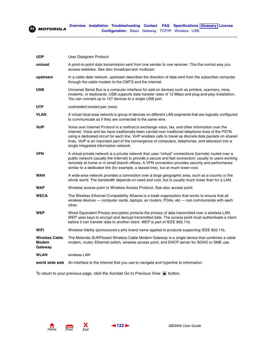 Upstream) | Motorola SBG900 User Manual | Page 128 / 130