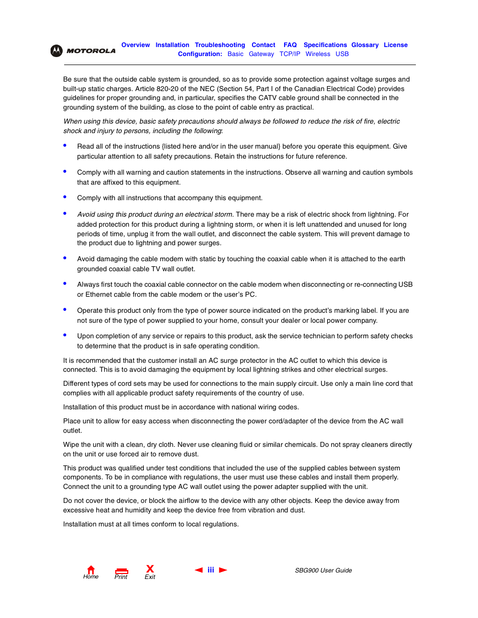 Motorola SBG900 User Manual | Page 3 / 130