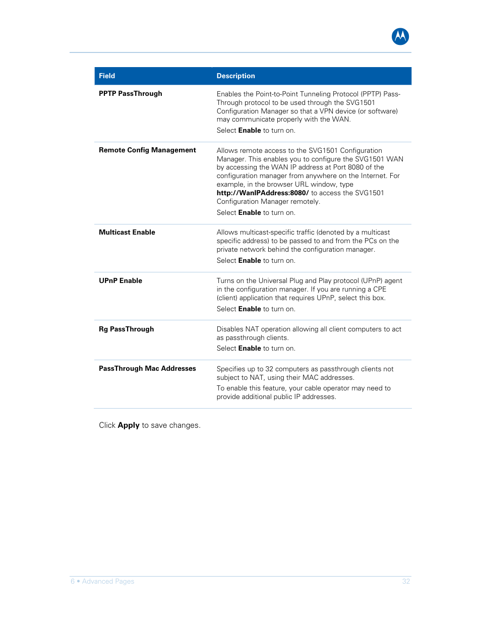 Motorola SURFboard SVG1501E User Manual | Page 42 / 83