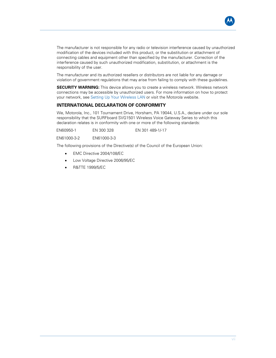 Motorola SURFboard SVG1501E User Manual | Page 7 / 83