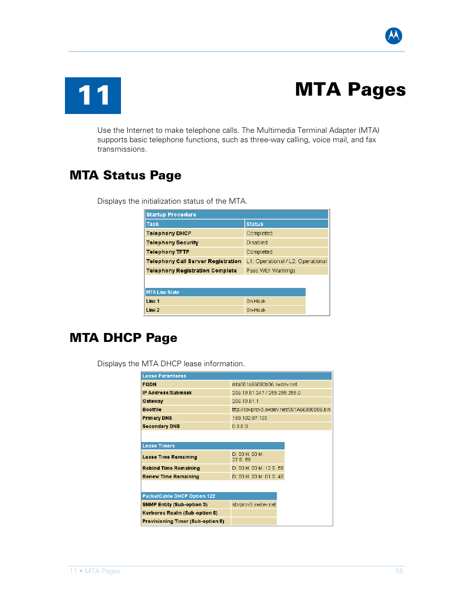 Mta pages | Motorola SURFboard SVG1501E User Manual | Page 75 / 83