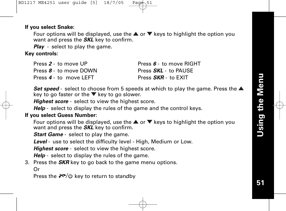 Usi n g th e m en u | Motorola ME4251 User Manual | Page 52 / 69