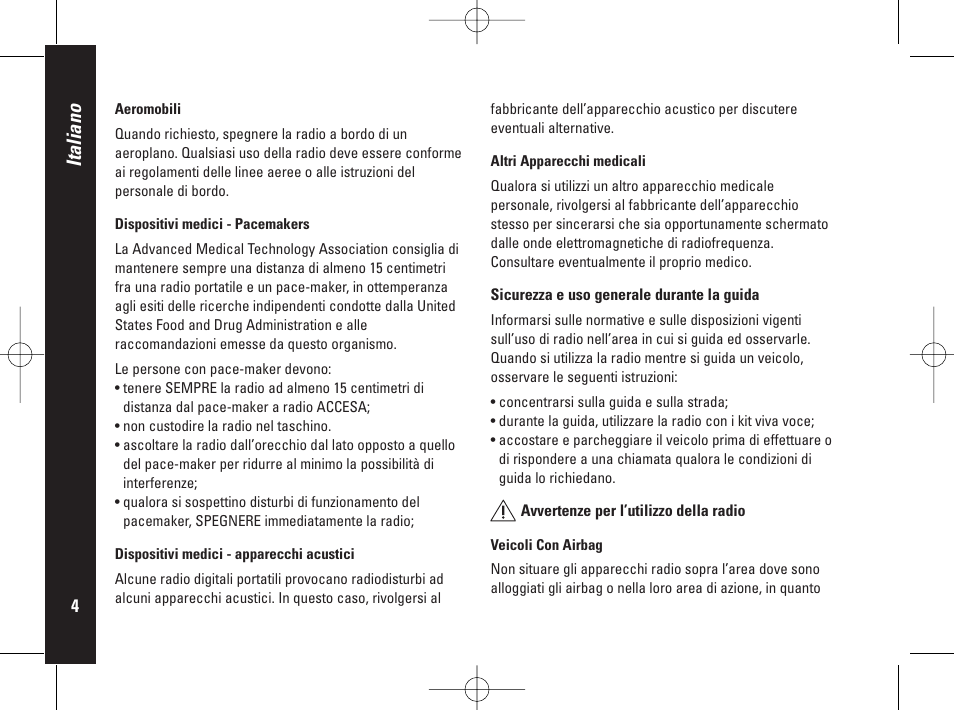 Italiano | Motorola PMR446 User Manual | Page 94 / 134