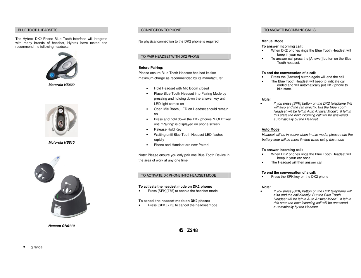 Motorola Blue Tooth Phone User Manual | Page 2 / 2