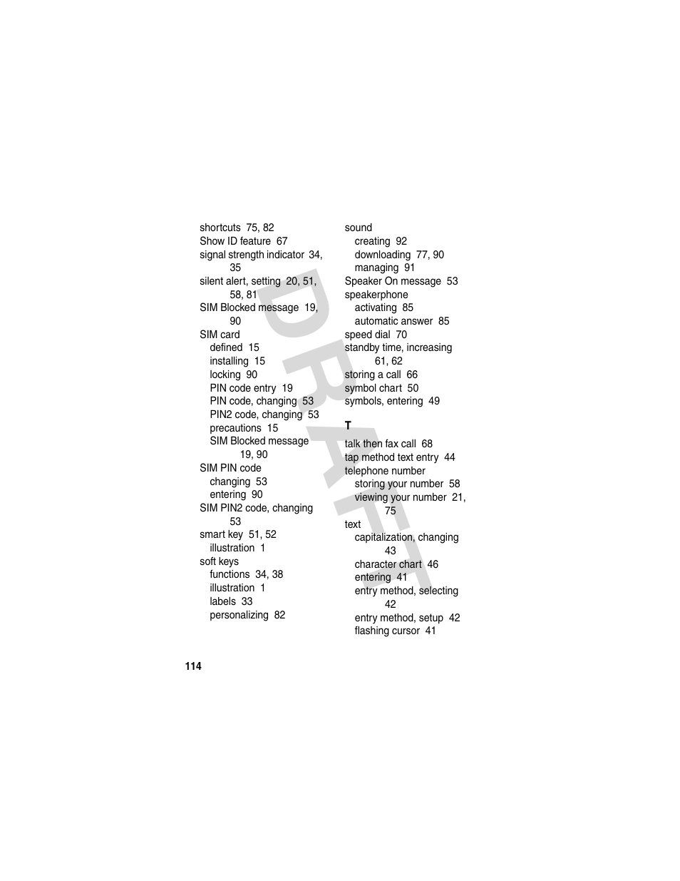 Dra f t | Motorola V600 GSM R3.6 User Manual | Page 115 / 121