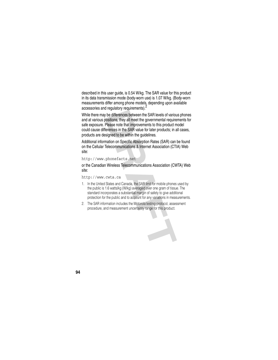 Dra f t | Motorola V600 GSM R3.6 User Manual | Page 95 / 121