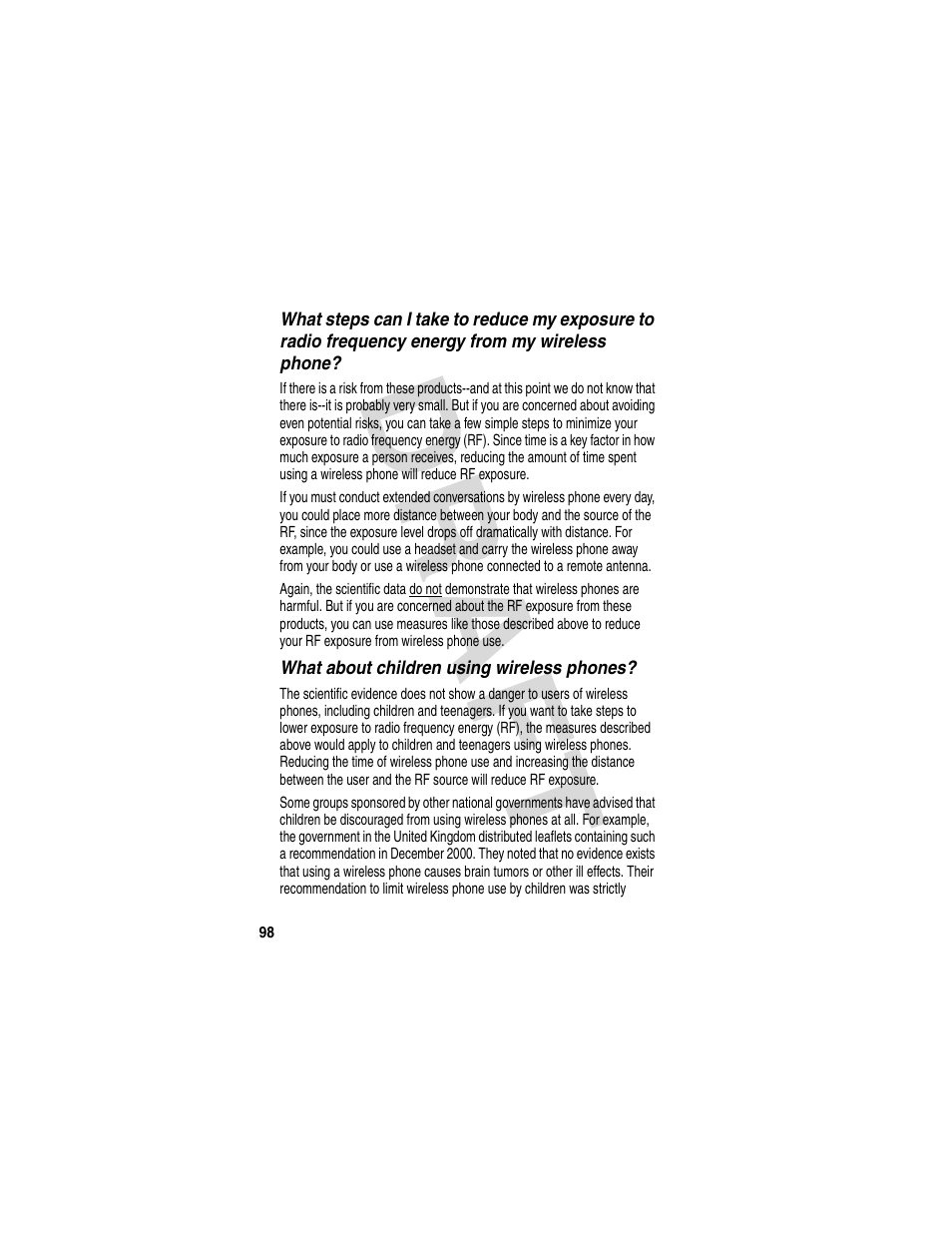 Dra f t | Motorola V600 GSM R3.6 User Manual | Page 99 / 121