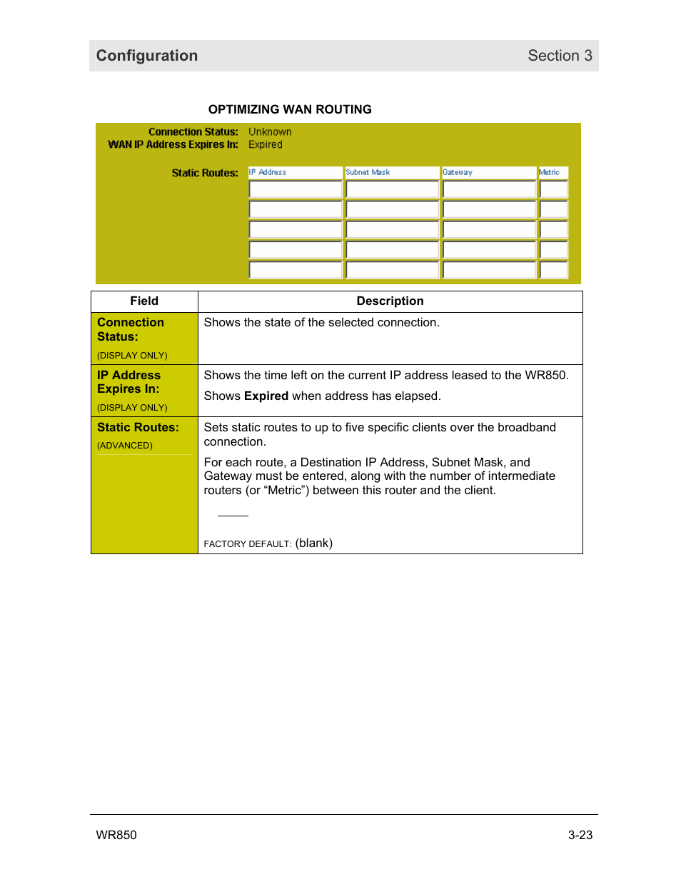 Options related to: optimizing wan routing | Motorola WR850GP User Manual | Page 56 / 123