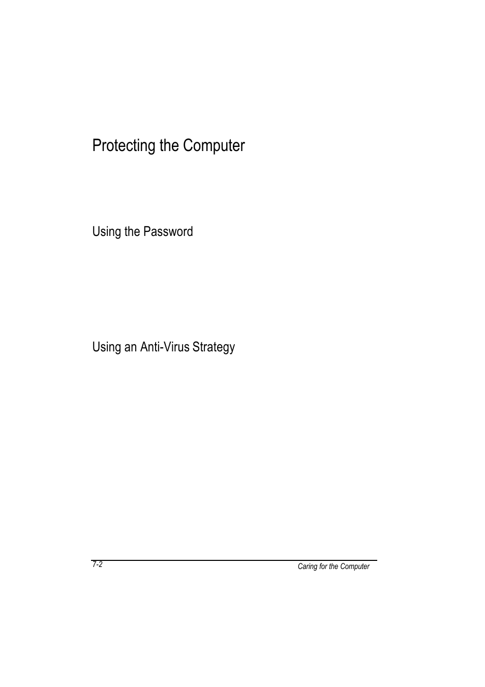 Protecting the computer, Using the password, Using an anti-virus strategy | Motorola L3392 User Manual | Page 112 / 134