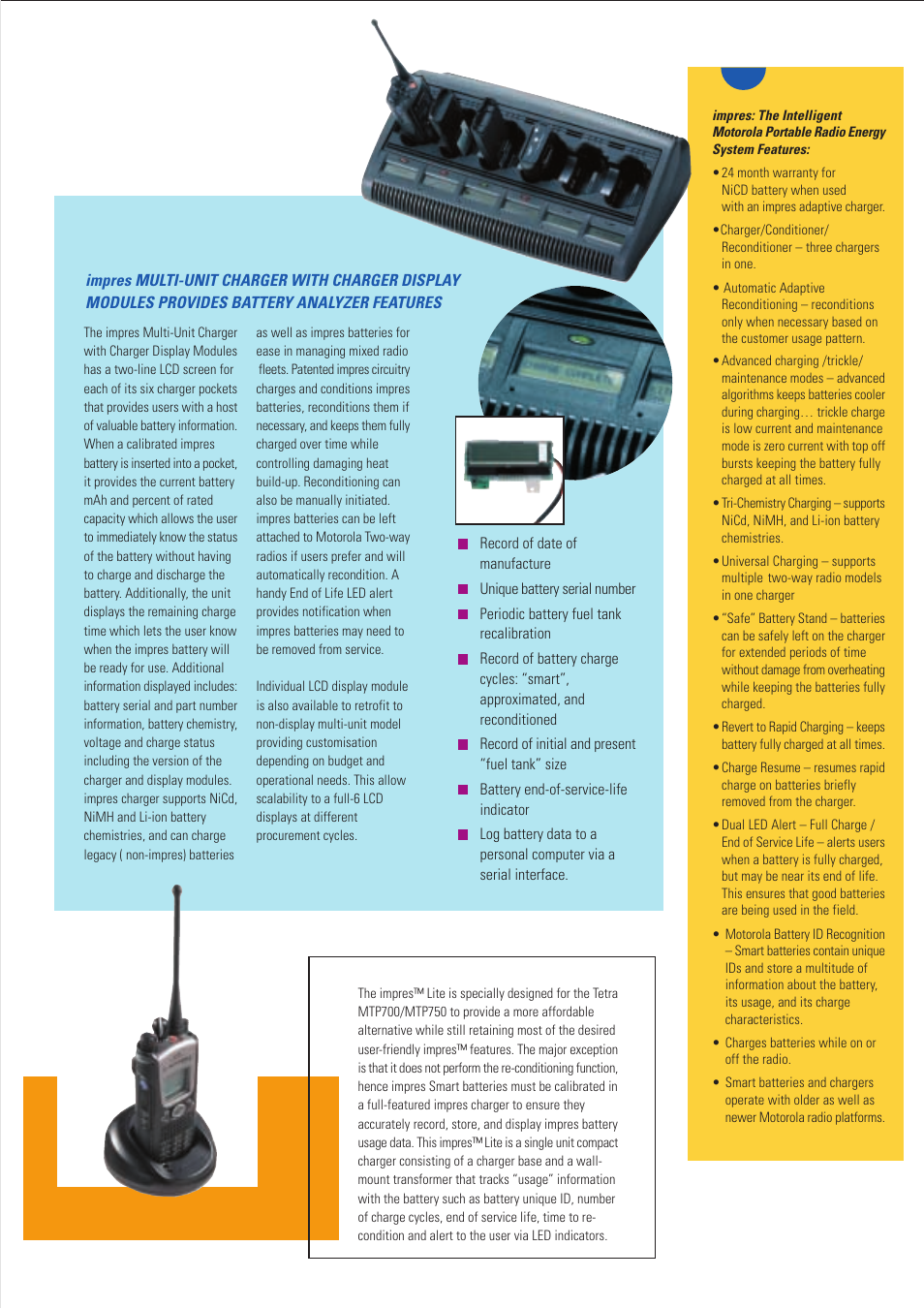 Motorola IMPRES THE INTELLIGENT PORTABLE RADIO ENERGY SYSTEM MTP700 User Manual | Page 3 / 4