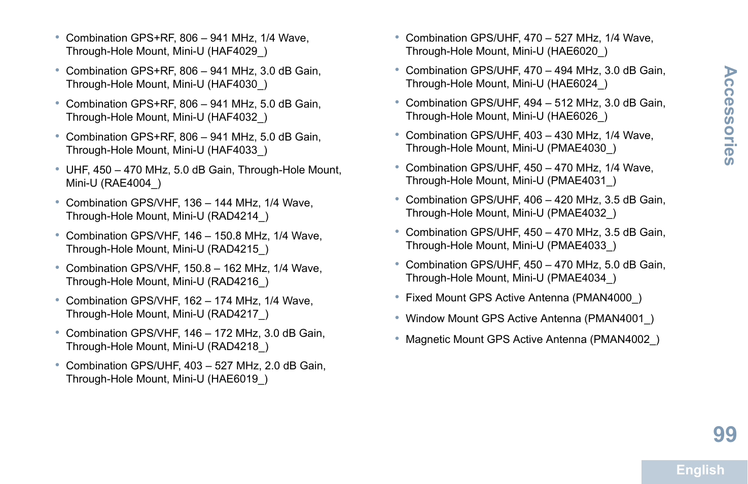 Accessories | Motorola XPR 4580 User Manual | Page 111 / 121