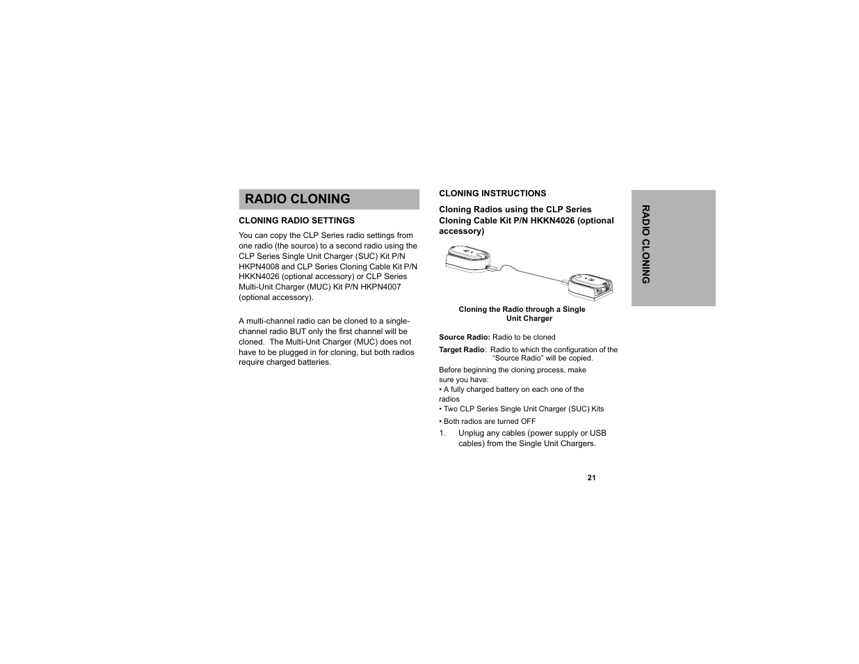 Radio cloning | Motorola CLP1010 User Manual | Page 29 / 52