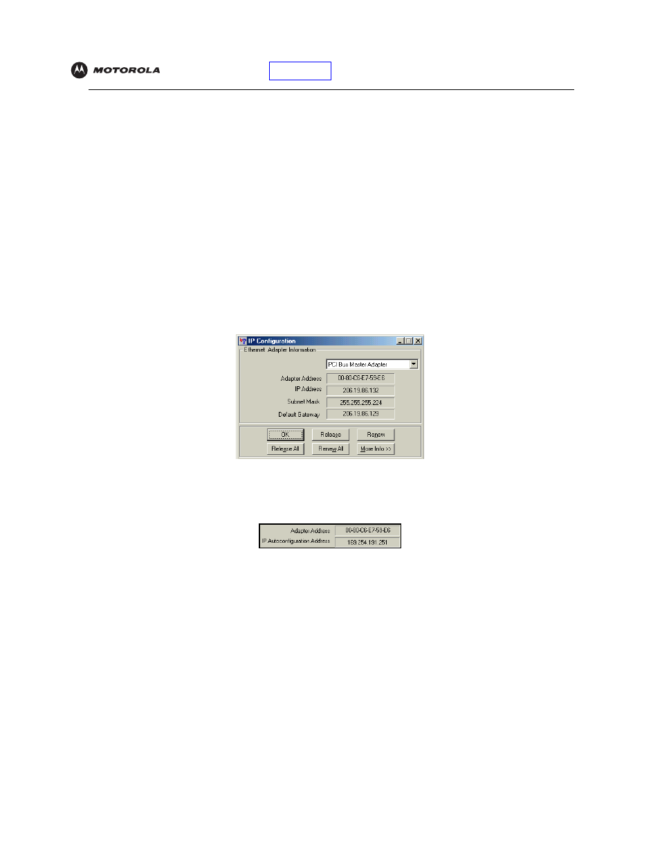 Verifying the ip address, Windows me | Motorola SBV5120 User Manual | Page 36 / 56