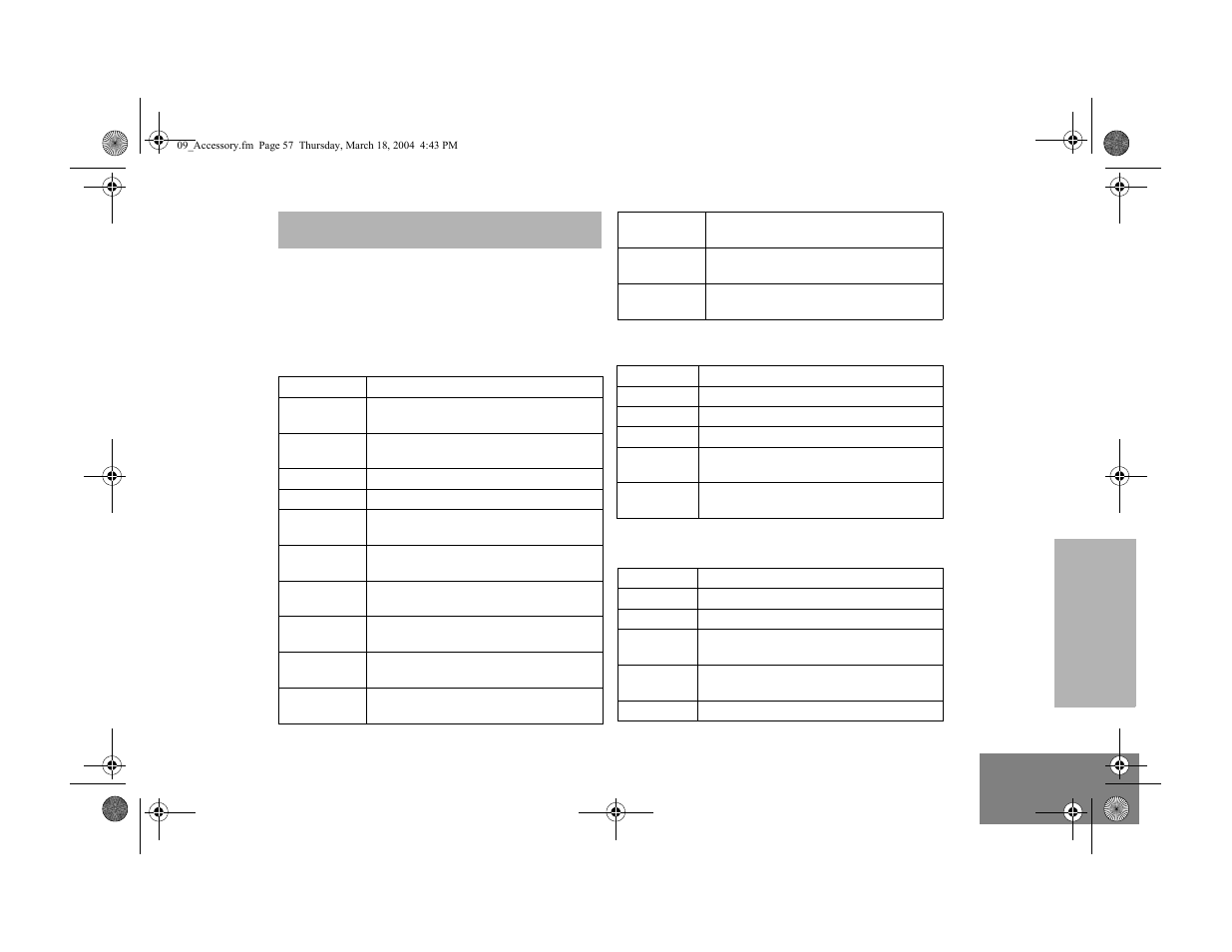 Accessories, Antennas, Alarm and accessories | Audio, Antennas alarm and accessories audio | Motorola CM300 User Manual | Page 59 / 68