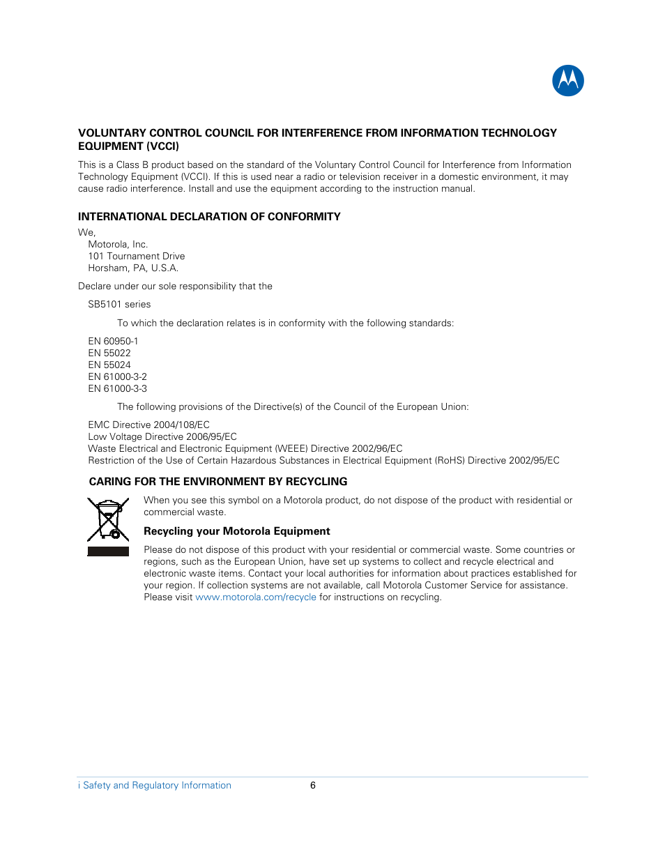 Motorola SB5101N DOCSIS 2.0 Cable  Modem User Manual | Page 6 / 16