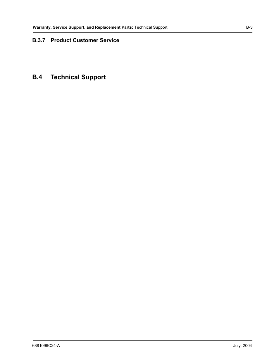 B.3.7 product customer service, B.4 technical support | Motorola PR400 User Manual | Page 111 / 128