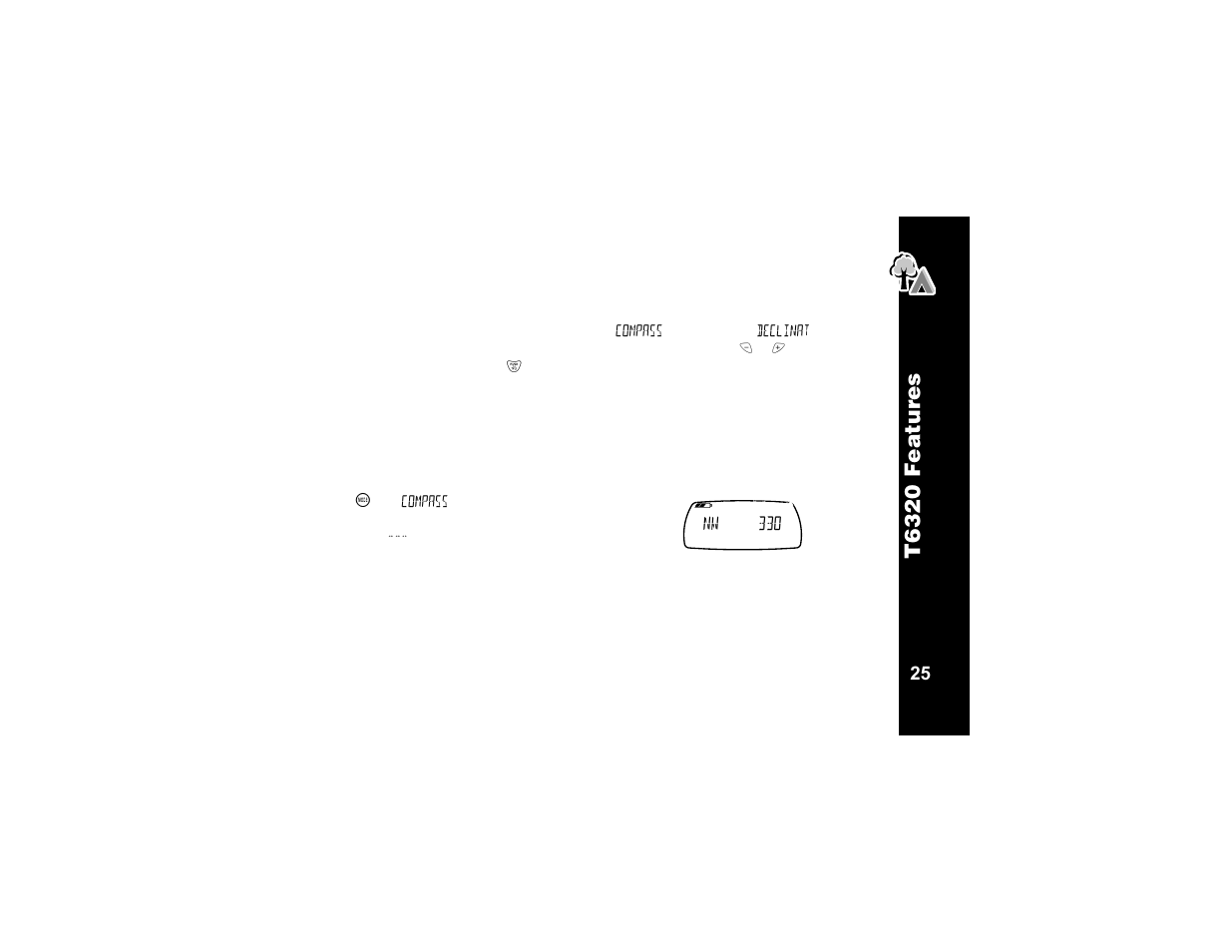 Compass declination, Nw 330, T63 20 fe atur es | Motorola T6320 User Manual | Page 37 / 58