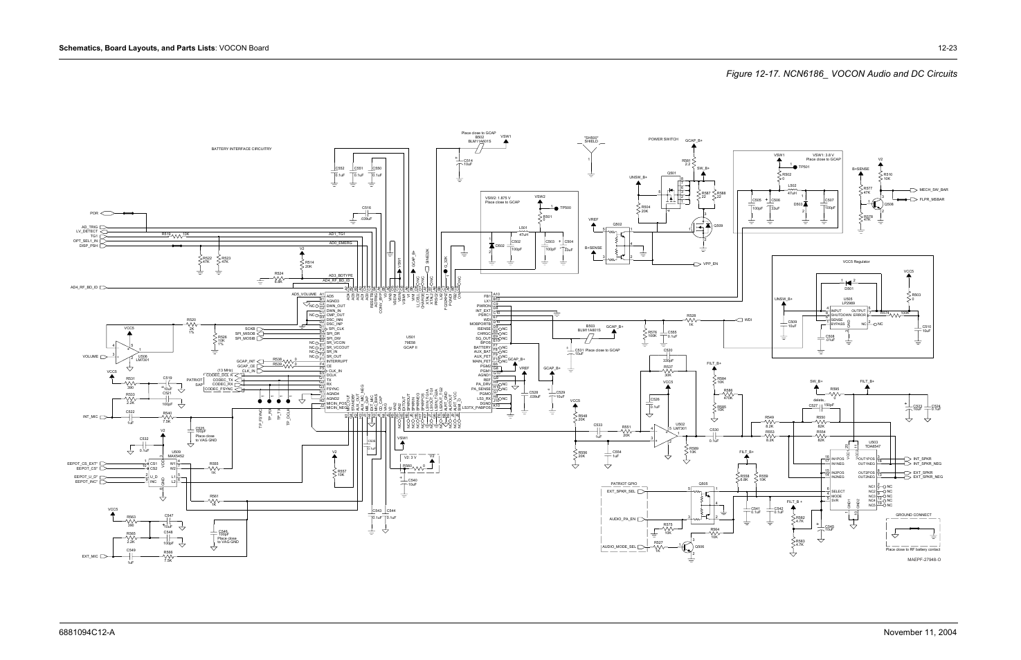 Ncn6186_ vocon audio and dc circuits | Motorola SSETM 5000 User Manual | Page 189 / 224