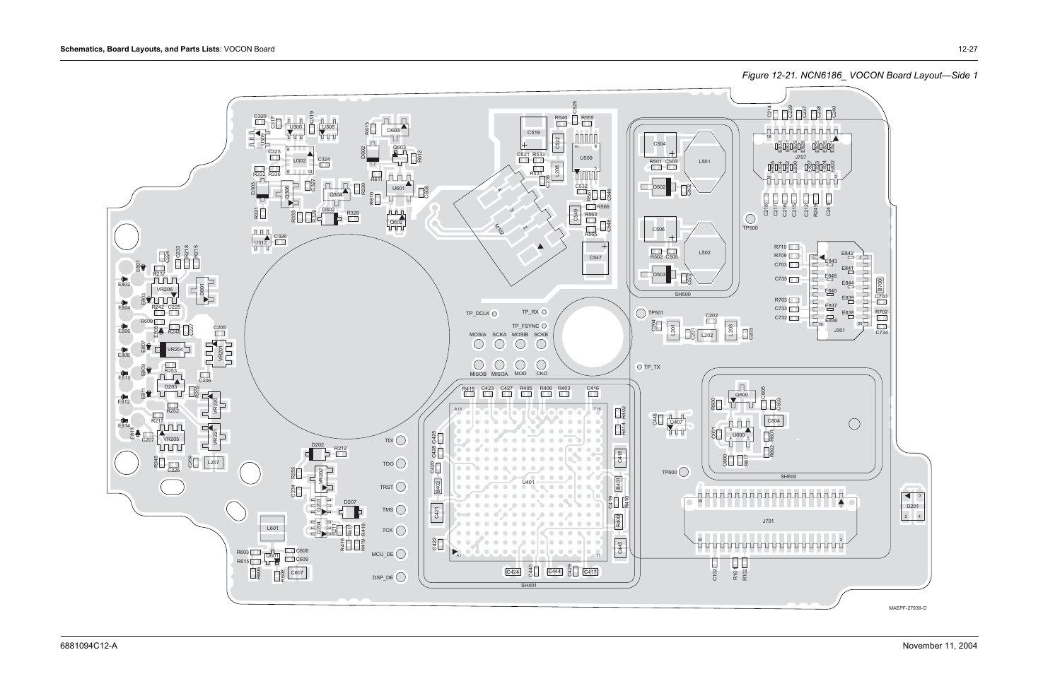 Ncn6186_ vocon board layout—side 1 | Motorola SSETM 5000 User Manual | Page 193 / 224