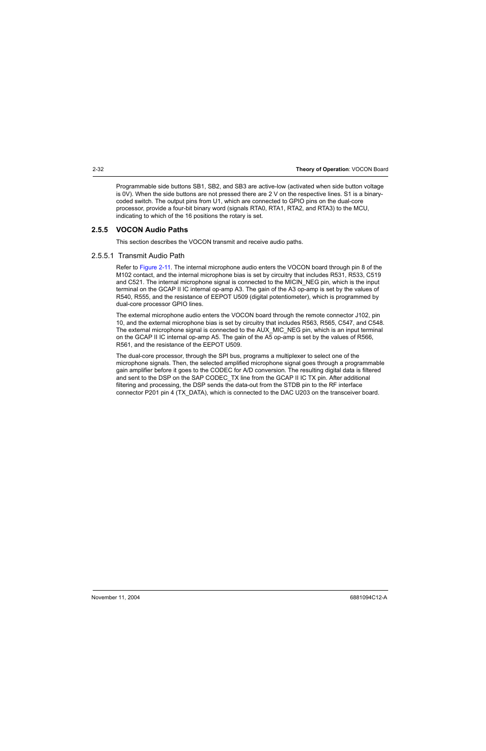 5 vocon audio paths, 1 transmit audio path, Transmit audio path -32 | Motorola SSETM 5000 User Manual | Page 54 / 224