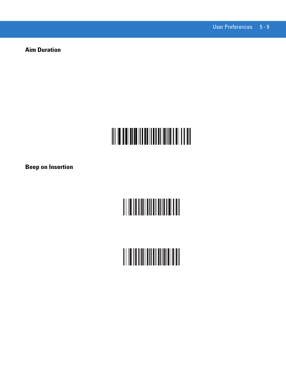 Aim duration, Beep on insertion, Aim duration -9 beep on insertion -9 | Motorola LS3578 User Manual | Page 83 / 378