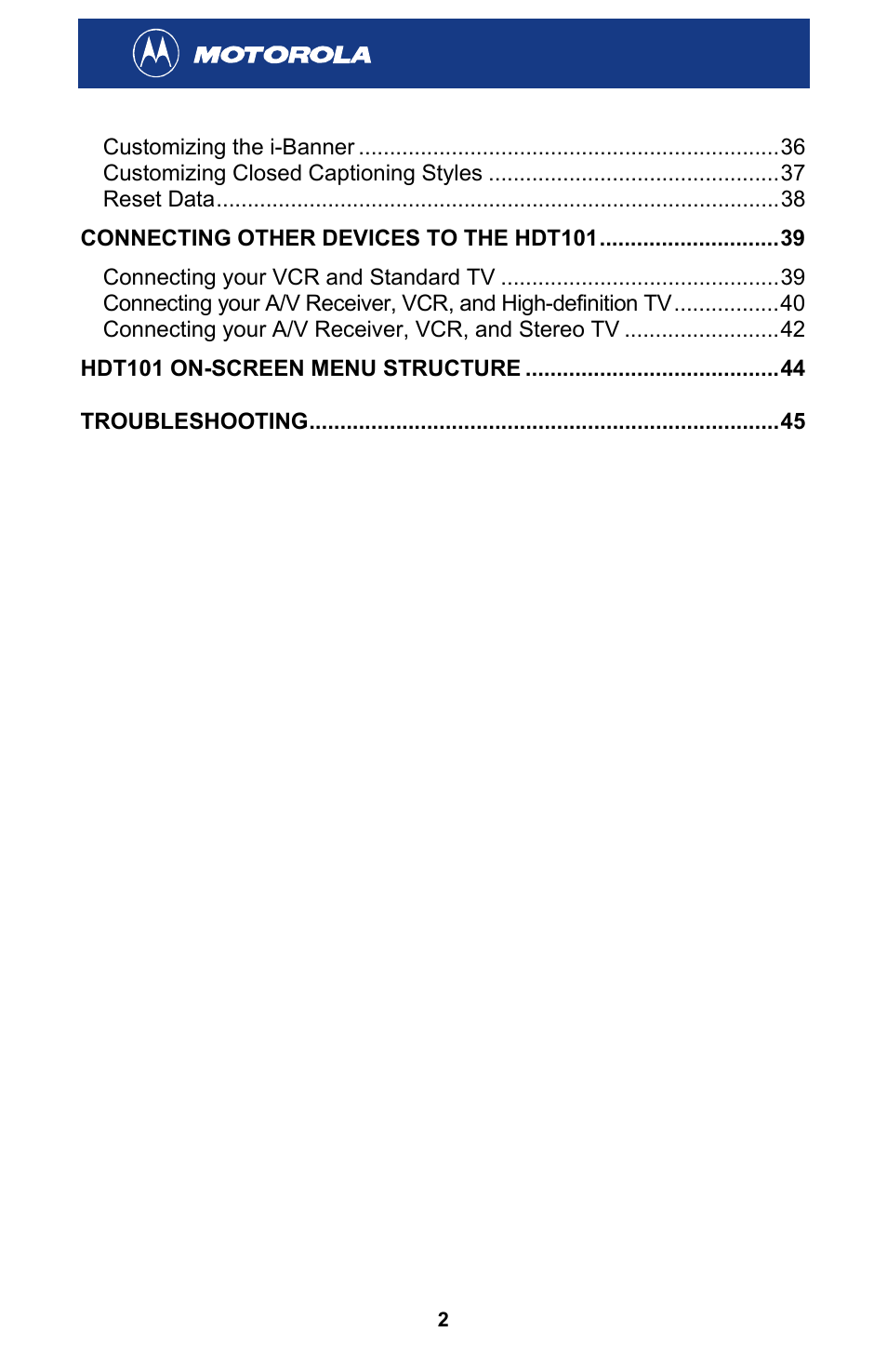 Motorola HDT101 User Manual | Page 8 / 54