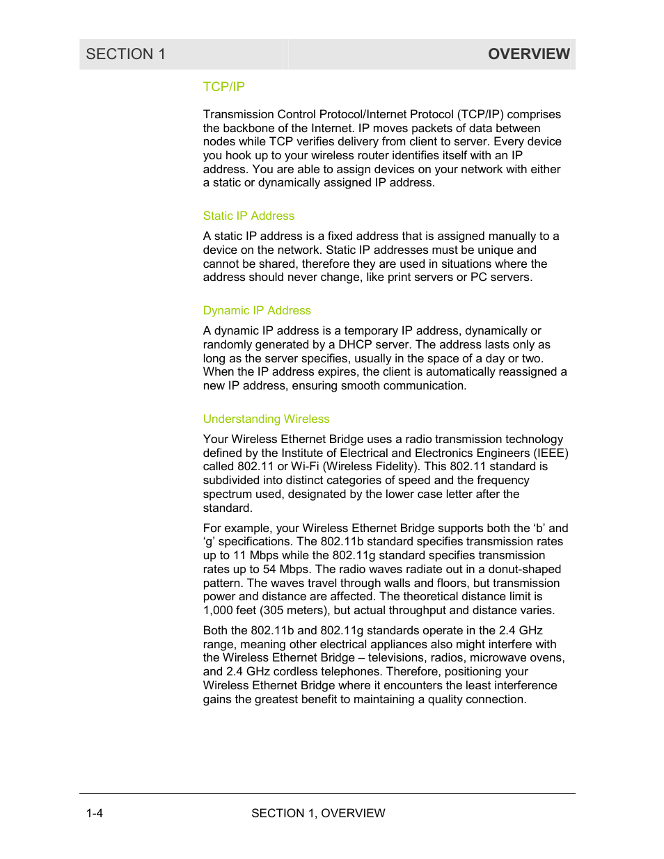 Tcp/ip, Static ip address, Dynamic ip address | Understanding wireless | Motorola WE800G User Manual | Page 9 / 71