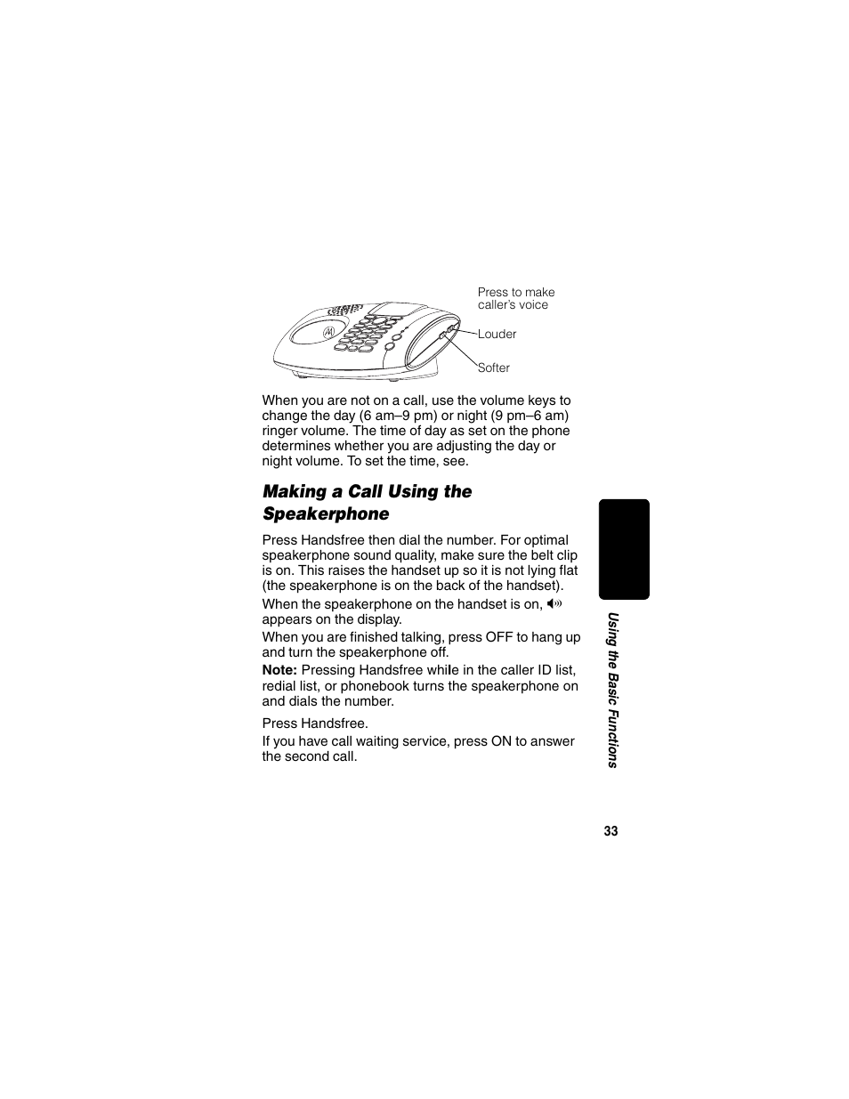Making a call using the speakerphone, Re l im in a r y | Motorola MD470 Series User Manual | Page 35 / 62