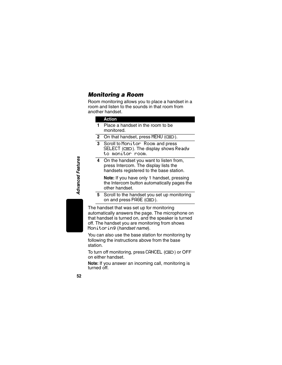 Monitoring a room, Re l im in ar y | Motorola MD470 Series User Manual | Page 54 / 62