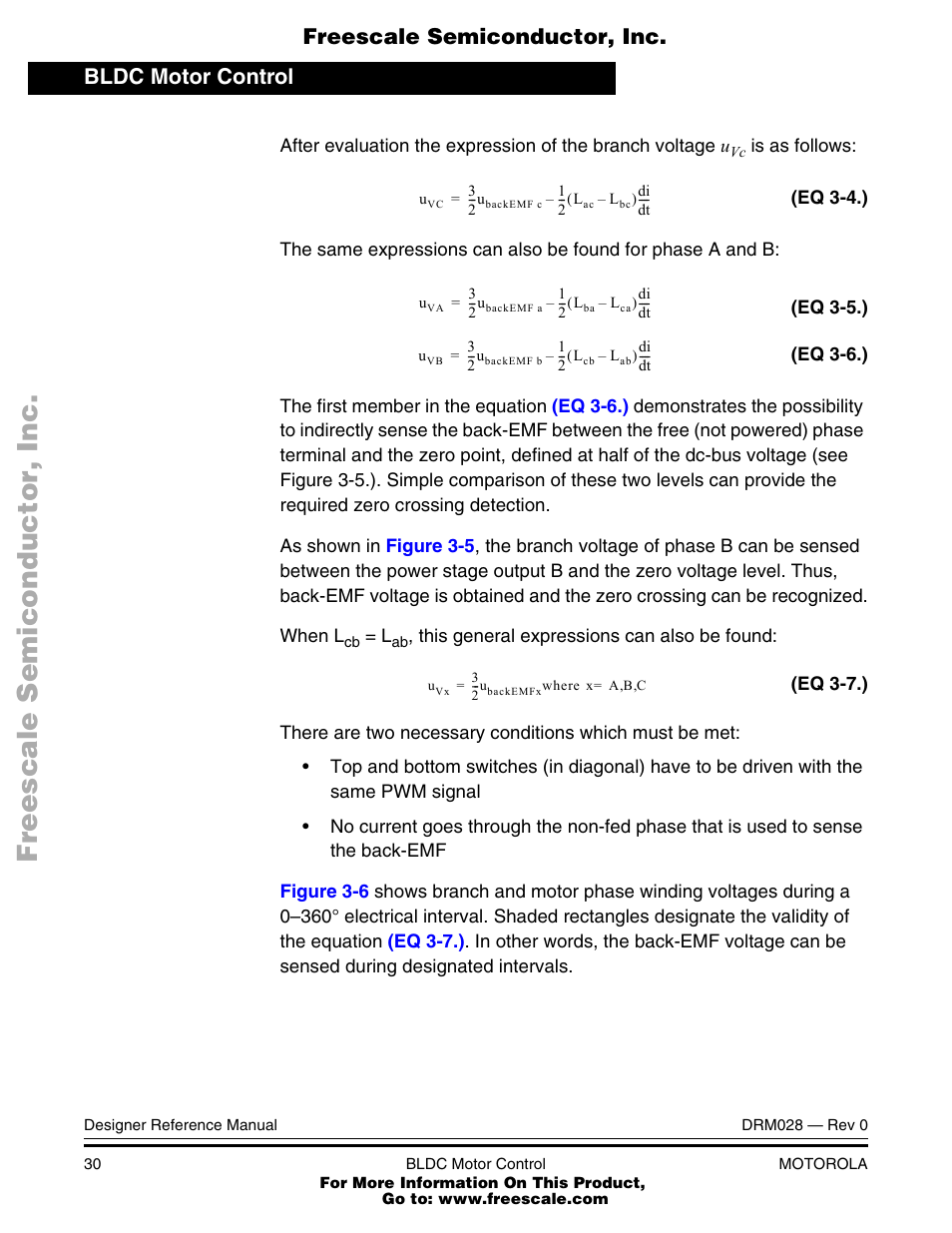 Bldc motor control, Freescale semiconductor, inc | Motorola M68HC08 User Manual | Page 30 / 168